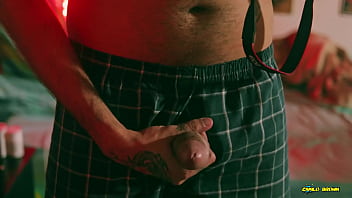 Preview 1 of Durex Condoms - Big Uncut Cock Latino Camilo Brown Jerking Before Bed Cumshot In The Mirror
