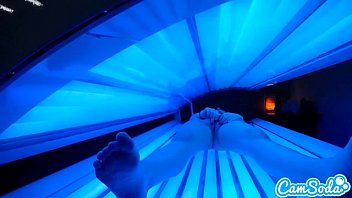 Preview 2 of Czech Hunter 22 - teen latina gets caught rubbing her clit while using a tanning bed
