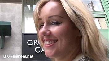 Preview 3 of Old Lady And Blackman - Sexy flashing blonde Ashley Riders outdoor exhibitionism and amateur voyeur babe