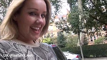 Preview 1 of Old Lady And Blackman - Sexy flashing blonde Ashley Riders outdoor exhibitionism and amateur voyeur babe