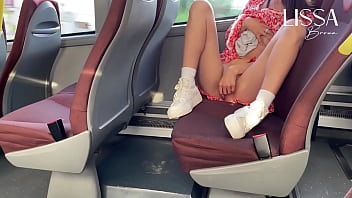 Preview 3 of Varey Small Girls Sex Vedio - Hot woman shows off and touches herself on public bus