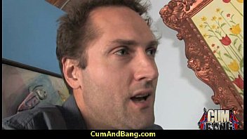 Preview 1 of Joey Styles - Super hot ebony chick blows a group of white dicks 12