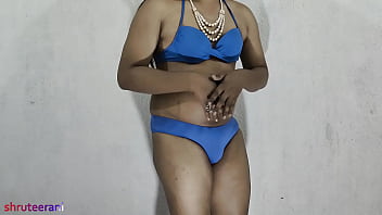 Preview 3 of Animals Jav - BLUE BIKINI PART 2 - CROSSDRESSING BY INDIAN SHEMALE