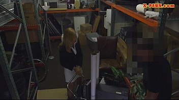 Preview 1 of Ebony Shemale Footjob - Hot blonde milf screwed in storage room