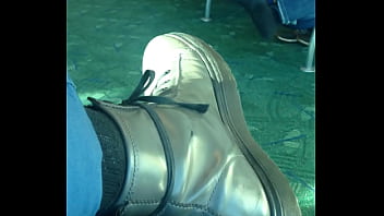 Preview 2 of Indian Mother Sex Witch Son - Mature man sockplay in airport terminal