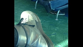 Preview 3 of Indian Mother Sex Witch Son - Mature man sockplay in airport terminal
