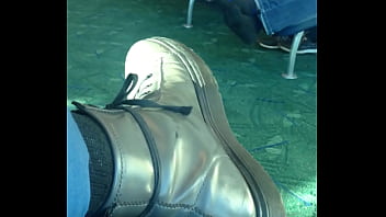 Preview 1 of Indian Mother Sex Witch Son - Mature man sockplay in airport terminal