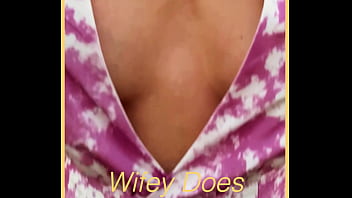 Preview 4 of While Mom And Son - Wife jumps up and down with her tits in slow motion