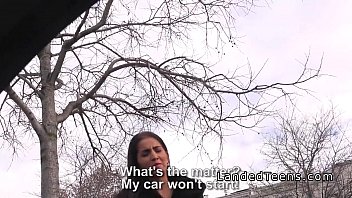 Preview 1 of Switzerland Leny - Shaved pussy teen fucks in strangers car