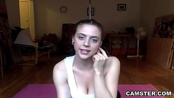 Preview 1 of Marceanaly - Big natural tits brunette does yoga live on webcam