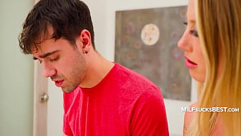 Preview 1 of Bunga Bung Party - Kind MILF Gives Stepson Stress Relief Blowjob | MILFSucksBest