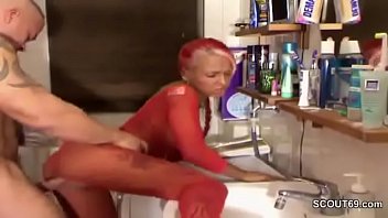 Preview 3 of First Night Aunty Bra Remove - Bro Caught stepsis in Lingerie in Bathroom and Fuck her