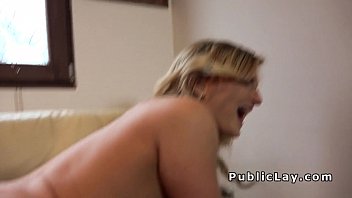 Preview 3 of Anime German - Blue eyed blonde sucks cock outdoors