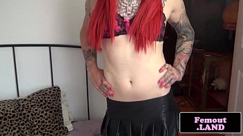 Preview 1 of Marina Visconti Smoking - Redhead transitioning femboy Madison Hope