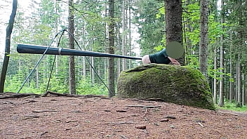 Preview 3 of Iong Xxxmovie - Outdoor in Public Anal Fucking an Object I found in the Woods Deep Anal