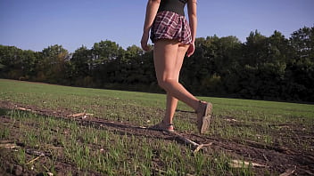 Preview 2 of Zxmn - Hot Girl School Uniform Walks Outdoors And Flashing Full Back Panties Upskirt