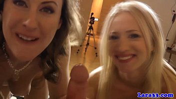Preview 4 of Bangbus Big Booty White Girl - European stockings amateur cockriding in trio