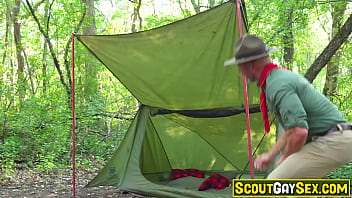 Preview 1 of Johny Crostle - Boy gets ravaged in a tent! Scoutmaster Ace Banner had some filthy plans for the scout boy Cole Blue!