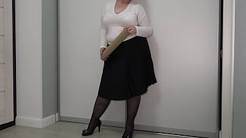 Preview 1 of Super Heroine Dominated - Mature teacher at a photo shoot. Big ass and big tits behind the scenes. PAWG in an amateur camera.