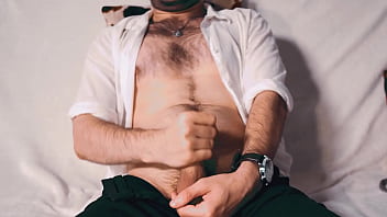 Preview 3 of Ivy Gives - Handsome Noel Dero watches porn and caresses his dick in a condom close-up.