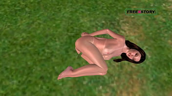 Preview 3 of Marathi Village Xxx Video - An animated 3D cartoon porn video of a cute girl laying on ground and masturbating using cucumber