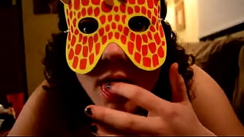 Preview 3 of Mom Caught Boy While Spying10 - masked chubby girl masturbating on couch with bush to quiet orgasm