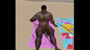 Preview 2 of Creamy Dildo Tumblr - huge big dicked black bull at beach