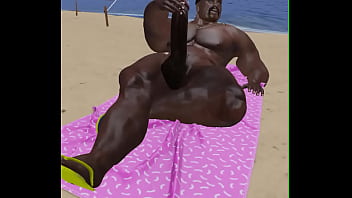 Preview 4 of Creamy Dildo Tumblr - huge big dicked black bull at beach