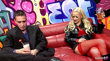 Preview 1 of Uma Sex Video - Sexy blonde Teen in Fishnet Top seduce to Rough Ffuck by Big Dick Stranger