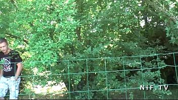 Preview 2 of Abg Engas - Amateur young french girlfriend slut sucks and fucks in 3way outdoor
