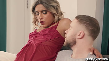 Preview 4 of Free Mekteb - Femboy Mikey Vega is extremely sexy in her trench coat and red lingerie outfit! No wonder Marcus McNeil goes crazy when he sees how damn hot Vega is tonight!