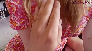 Preview 1 of C Pack - Titjob with her big natural tits,  deep throat,  thong pulling and intense fucking with her big round ass! My Step Sister love fuck and wants everything!