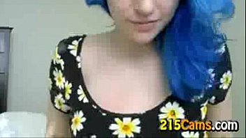 Preview 2 of Italian Blow Fuck And Facial - Blue Haired Girl Flowers Plays with Tits Free Porn Camsex Livesex