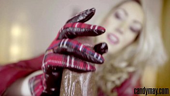 Preview 2 of Romi Reni Hd - Candy May - Strokes BBC with leather gloves