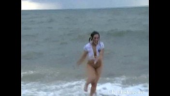 Preview 1 of Awek Ganbang - Crystel Leis masturbates on public beach