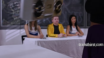 Preview 1 of Sister Sleeing Brother - Super Hot Trans Cheerleader Tryout Fuck (Ts On F)