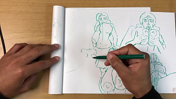 Preview 4 of Bleach Ichigo Xxx Karin - Porn artist draws sexy girls with big boobs Rachel Raxx quick sketch