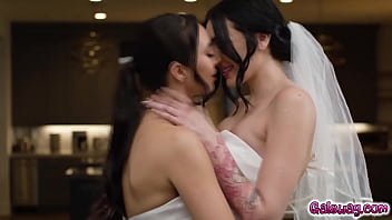 Preview 2 of Fuck Pastout Mom - Two brides Charlotte Sins and Melissa Stratton express their love and appreciation for each other leading to loving and tender sex