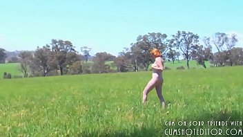 Preview 2 of Bi Couple Bukakke - Wife Showing Her Naked Body In The Fields