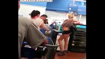 Preview 2 of First Teen Creampie Tits - Sexy Blonde Showing Ass At The Super Market