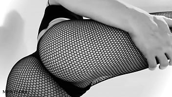 Preview 4 of Shriya Salama - Fishnet Tights Ass and Feet Tease in Black and White