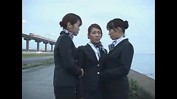 Preview 1 of Xnx Small Group - 3 Japanese Lesbian Airline Stewardess Girls Kissing!