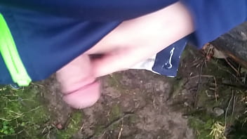 Preview 1 of Porno Brutal Bdsm - I stroke my cock in the forest next to a river
