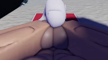 Preview 4 of Chloe Strokes - Roblox slut is caught and used in a public beach~
