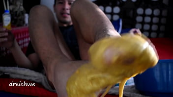 Preview 1 of Spy Cum In Mouth - golden slime for my feet