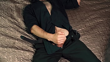 Preview 2 of Syren De Mer James Deen - Young handsome man Noel Dero masturbates on the bed in a beautiful suit and brings himself to orgasm