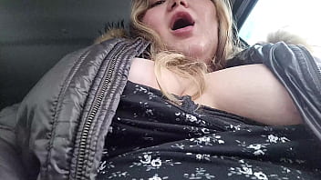 Preview 4 of Vagina Attacks - Huge facial of a cute BBW blonde with big breasts in inclement weather