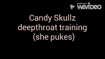 Preview 1 of Mom Strips Butt Naked For Son - Candy Skullz Deepthroat Training until She Pukes