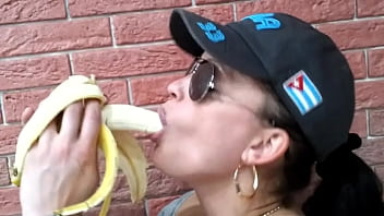 Preview 4 of Poor Village Public Place Sex - Girl shows her skills on banana