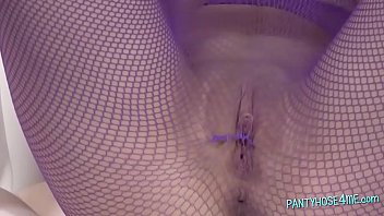 Preview 4 of Haitian Incest - Purple fishnet blond stretches